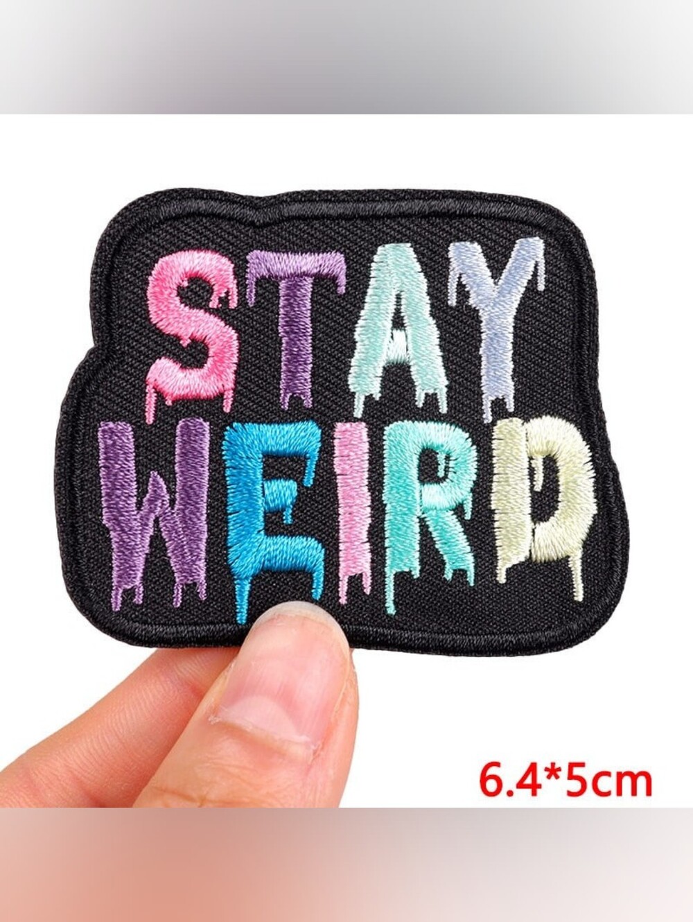 NWT Large "Stay Weird" Iron On Patch Biker Jacket Battle Vest